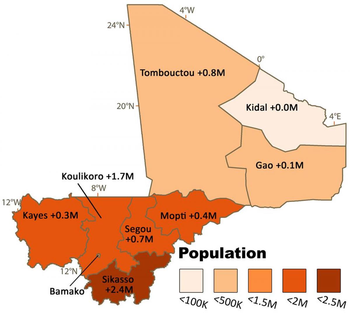 რუკა Mali მოსახლეობა