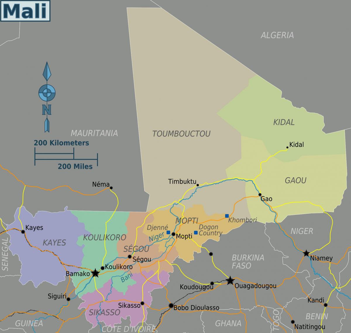 რუკა Mali რეგიონებში